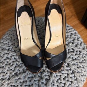 Christian Louboutin Elegant Black Peep-Toe Heels